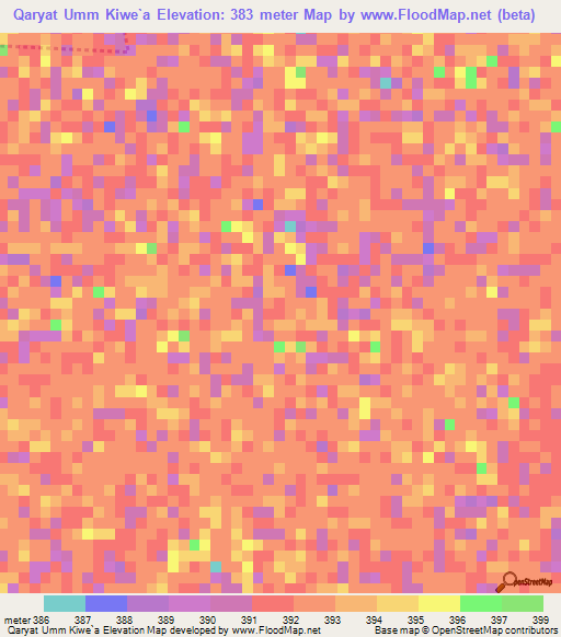 Qaryat Umm Kiwe`a,Sudan Elevation Map