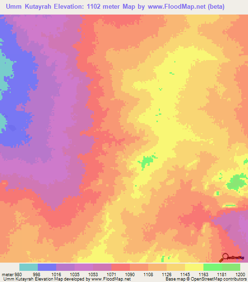 Umm Kutayrah,Sudan Elevation Map