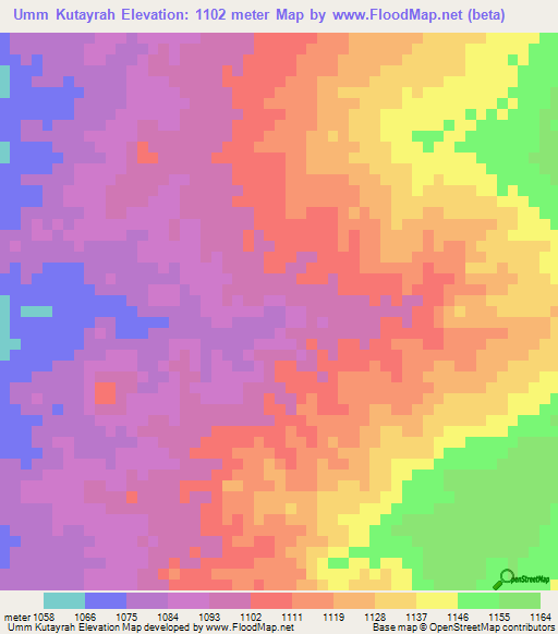 Umm Kutayrah,Sudan Elevation Map