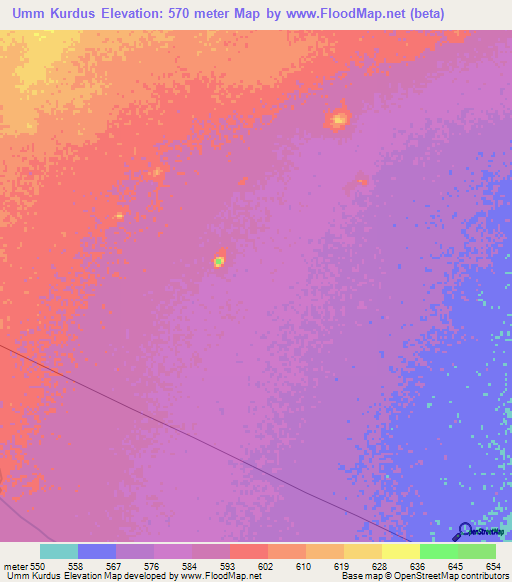 Umm Kurdus,Sudan Elevation Map