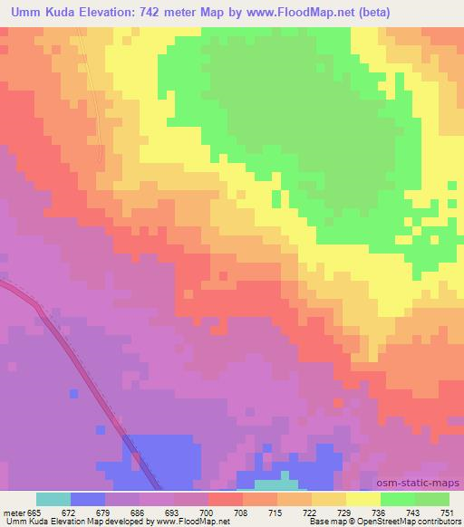 Umm Kuda,Sudan Elevation Map