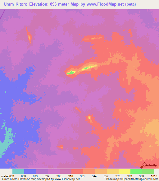 Umm Kitoro,Sudan Elevation Map