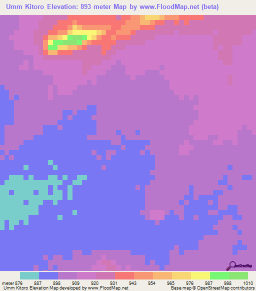 Umm Kitoro,Sudan Elevation Map