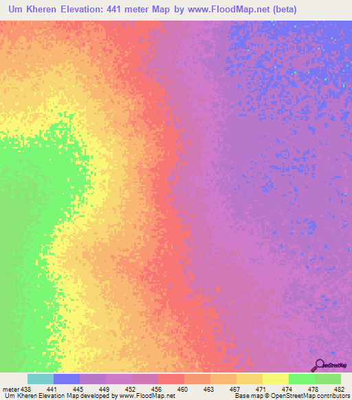 Um Kheren,Sudan Elevation Map
