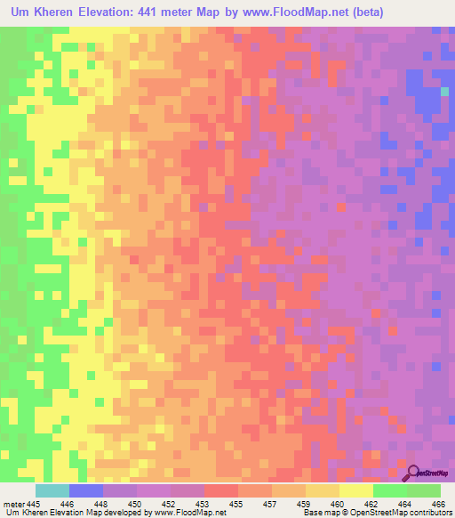 Um Kheren,Sudan Elevation Map