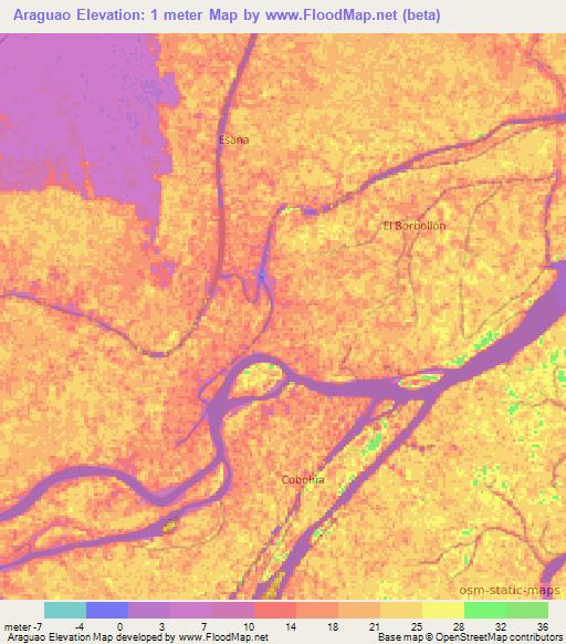 Araguao,Venezuela Elevation Map