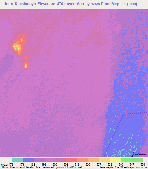 Umm Khashmayn,Sudan Elevation Map