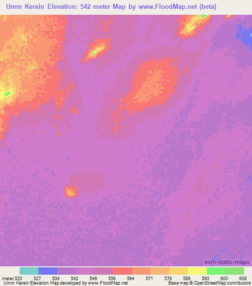 Umm Kerein,Sudan Elevation Map