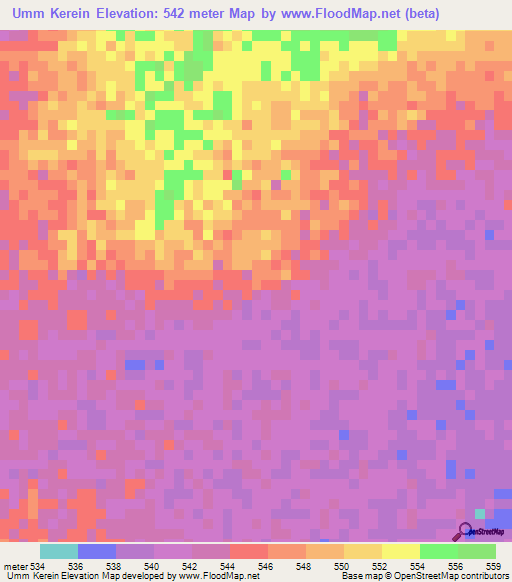 Umm Kerein,Sudan Elevation Map