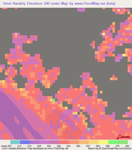 Umm Karabiq,Sudan Elevation Map