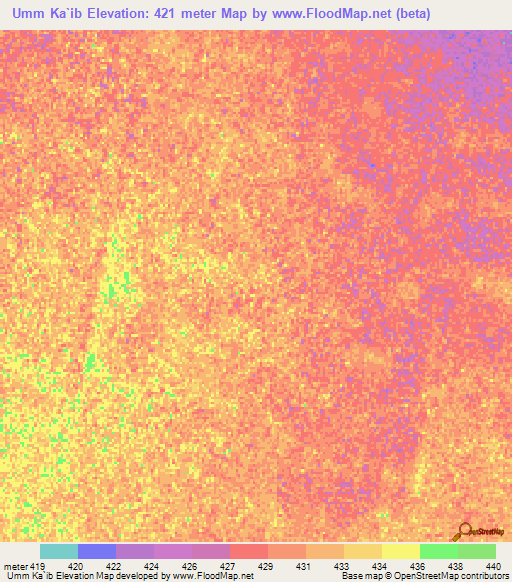 Umm Ka`ib,Sudan Elevation Map