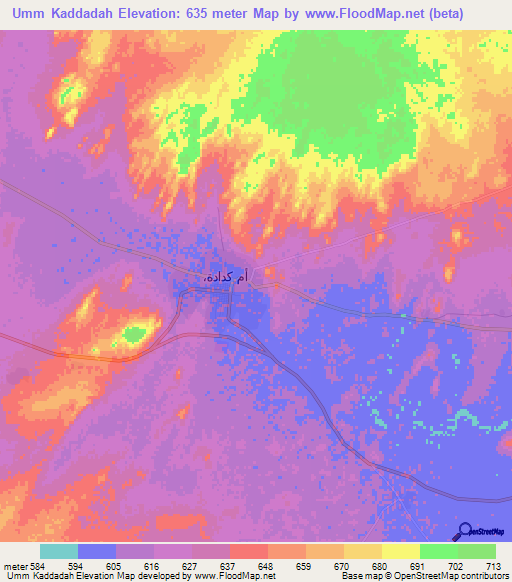 Umm Kaddadah,Sudan Elevation Map