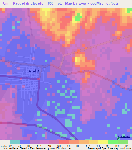 Umm Kaddadah,Sudan Elevation Map