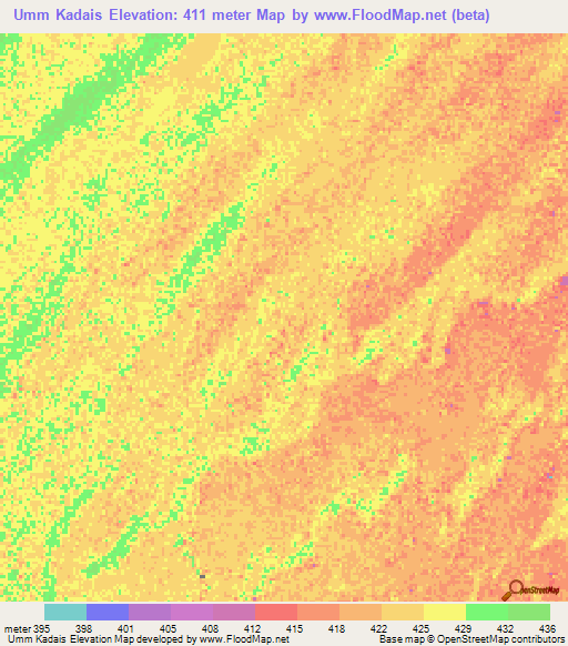 Umm Kadais,Sudan Elevation Map