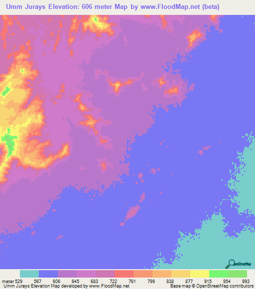 Umm Jurays,Sudan Elevation Map