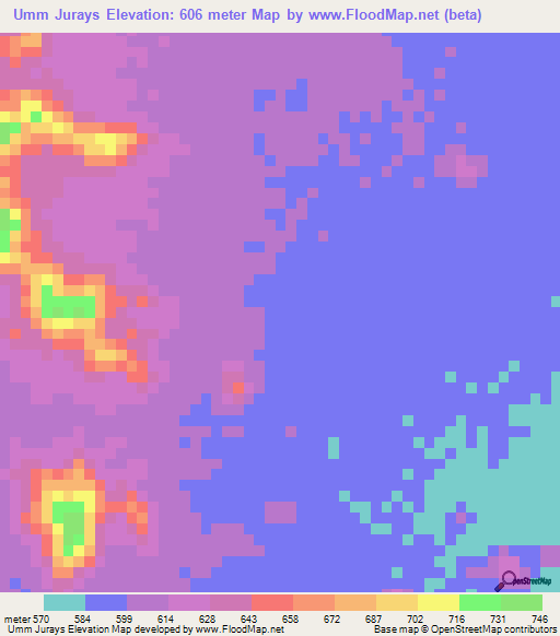 Umm Jurays,Sudan Elevation Map