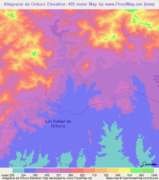 Altagracia de Orituco,Venezuela Elevation Map