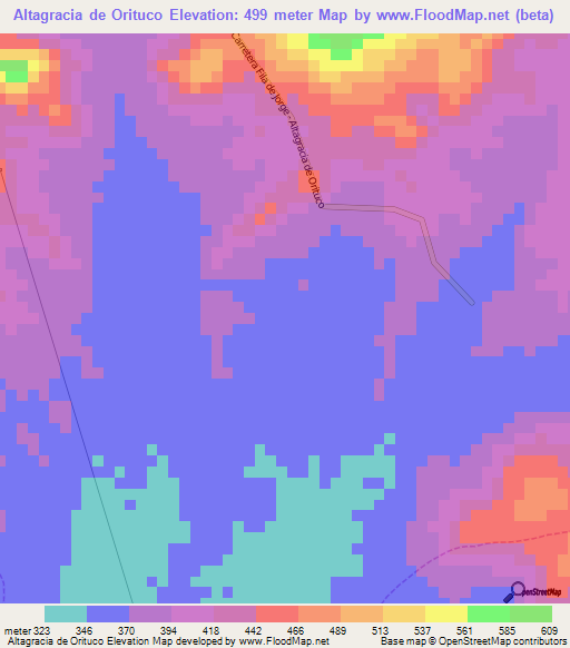 Altagracia de Orituco,Venezuela Elevation Map