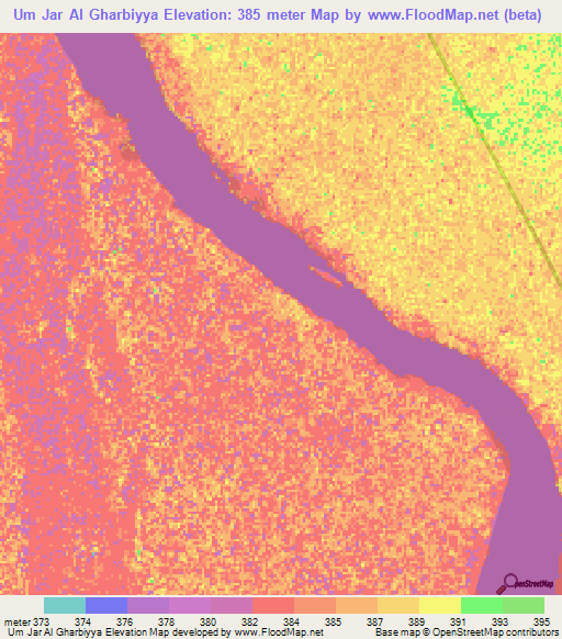 Um Jar Al Gharbiyya,Sudan Elevation Map