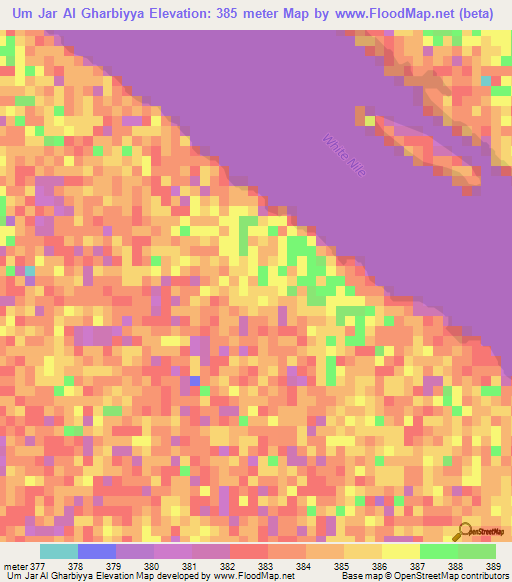 Um Jar Al Gharbiyya,Sudan Elevation Map