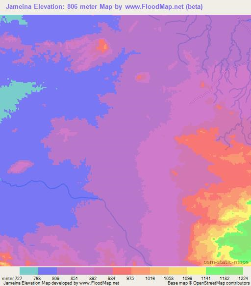 Jameina,Sudan Elevation Map