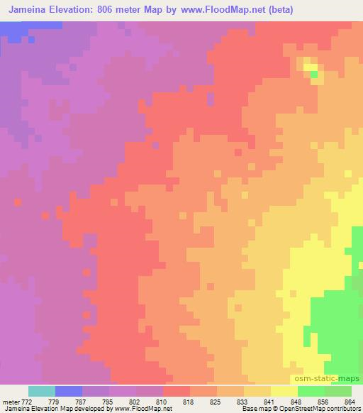 Jameina,Sudan Elevation Map