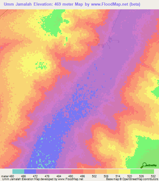 Umm Jamalah,Sudan Elevation Map