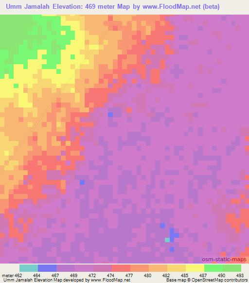 Umm Jamalah,Sudan Elevation Map