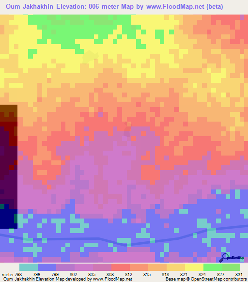 Oum Jakhakhin,Sudan Elevation Map