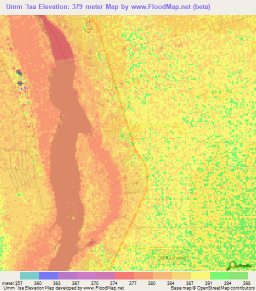 Umm `Isa,Sudan Elevation Map
