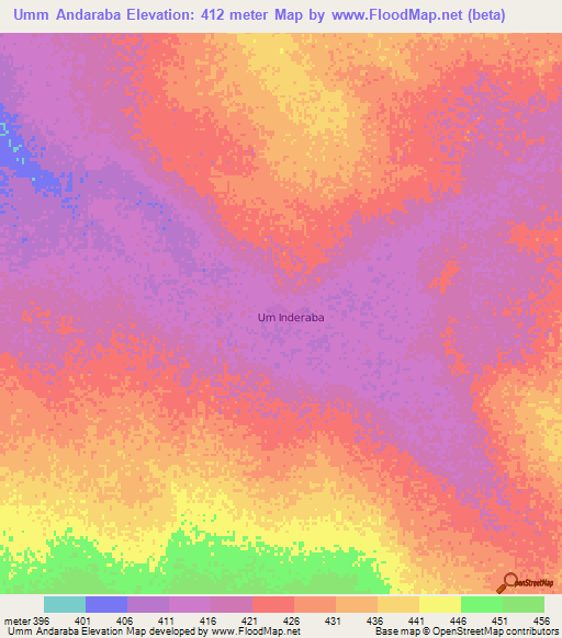 Umm Andaraba,Sudan Elevation Map