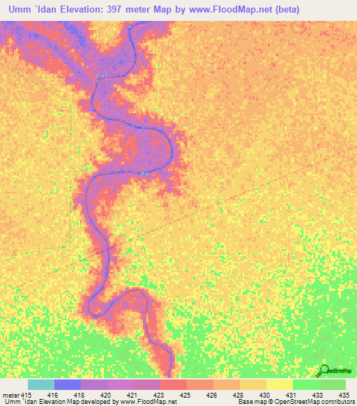 Umm `Idan,Sudan Elevation Map