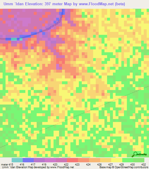 Umm `Idan,Sudan Elevation Map