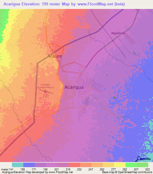 Acarigua,Venezuela Elevation Map