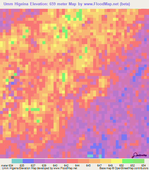 Umm Higeina,Sudan Elevation Map