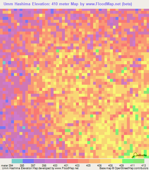 Umm Hashima,Sudan Elevation Map