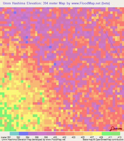 Umm Hashima,Sudan Elevation Map