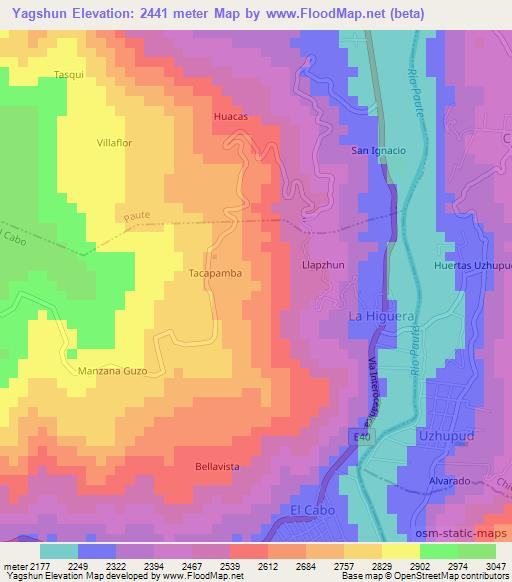 Yagshun,Ecuador Elevation Map