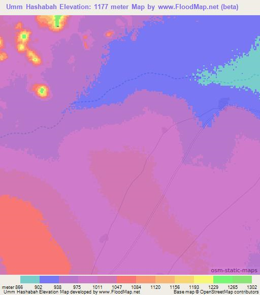 Umm Hashabah,Sudan Elevation Map