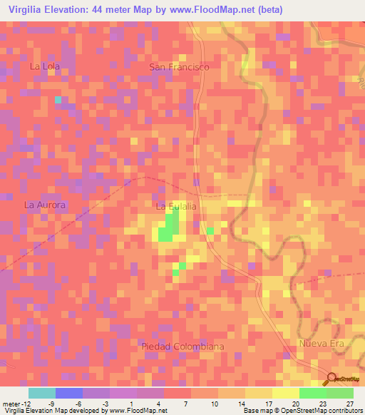 Virgilia,Ecuador Elevation Map