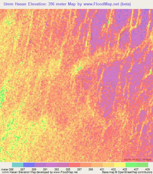 Umm Hasan,Sudan Elevation Map