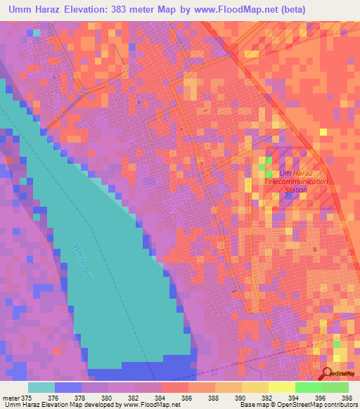 Umm Haraz,Sudan Elevation Map