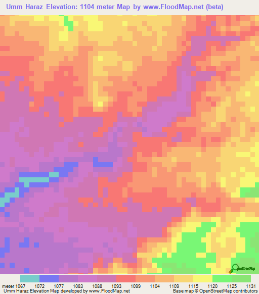 Umm Haraz,Sudan Elevation Map