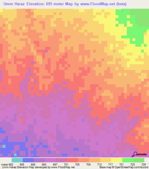 Umm Haraz,Sudan Elevation Map