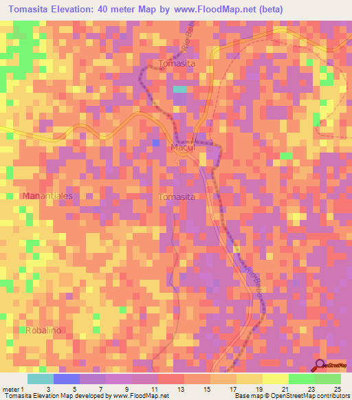 Tomasita,Ecuador Elevation Map
