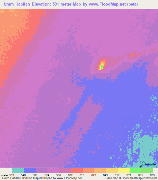 Umm Habilah,Sudan Elevation Map