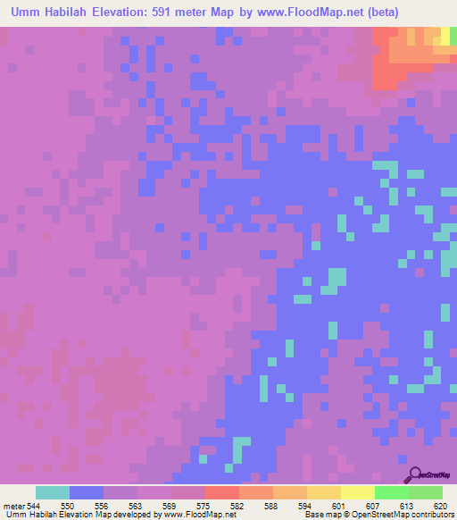 Umm Habilah,Sudan Elevation Map