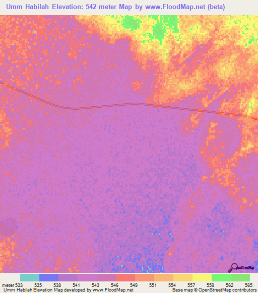 Umm Habilah,Sudan Elevation Map