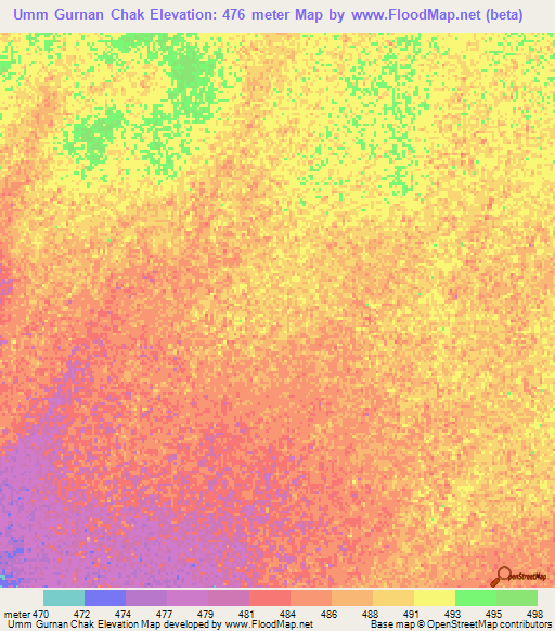 Umm Gurnan Chak,Sudan Elevation Map