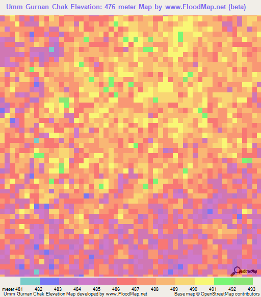 Umm Gurnan Chak,Sudan Elevation Map